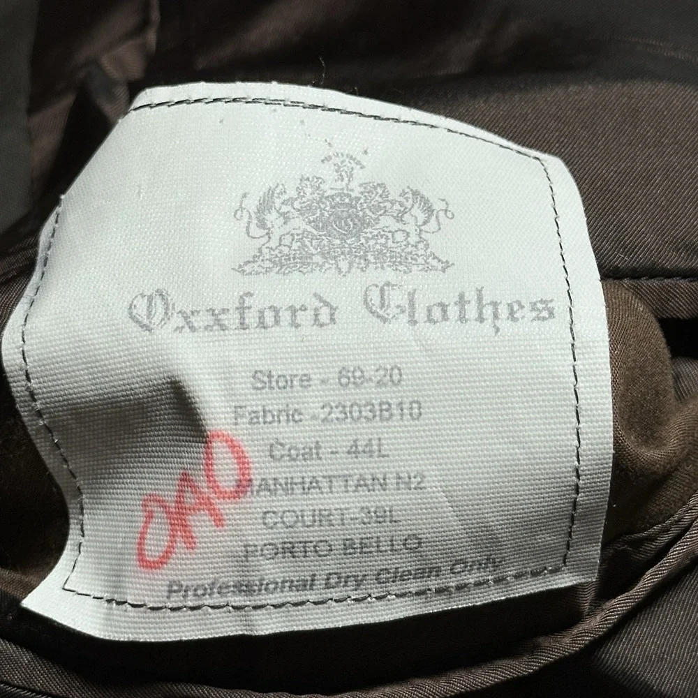 Vintage Oxxford Clothes Suit 44L 36x33 Wool Stripe‎ Unstructured Cuffed Pleated